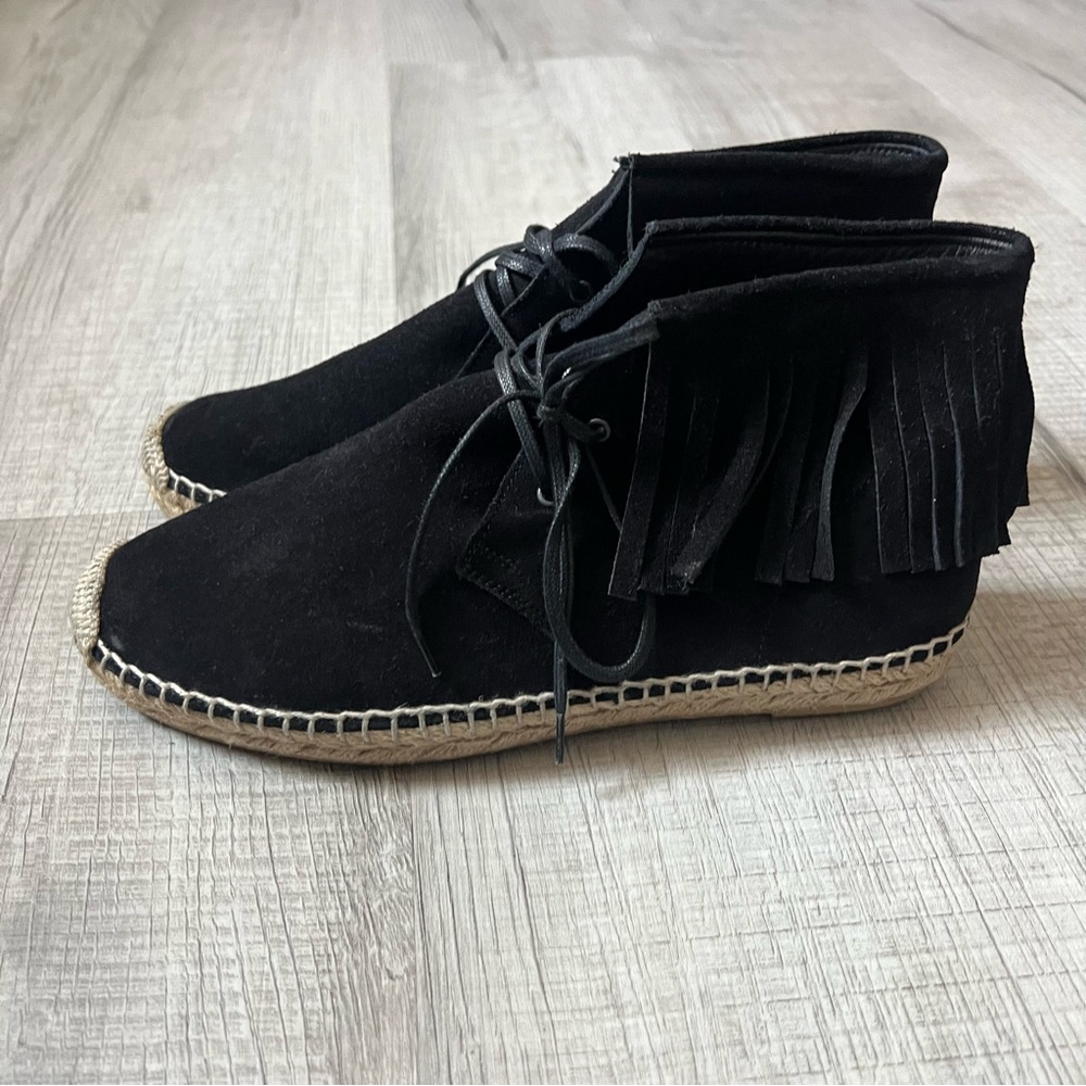 NEW SAINT LAURENT Fringe Suede Espadrille Black Desert Boots Size 36 - Picture 8 of 16